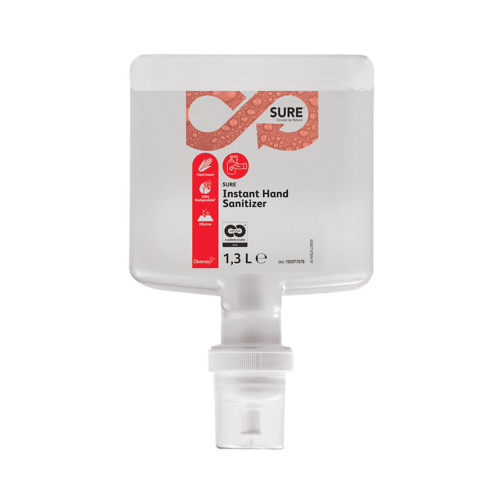 SURE Instant Hand Sanitizer 4x1.3L - Högeffektiv alkolholfri skummande handdesinfektion för IntelliCare-dispenser