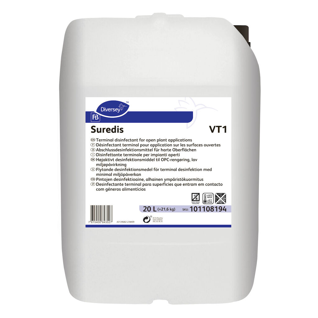 Suredis VT1 20L - Tensidbaserat desinfektionsmedel för öppen desinficering