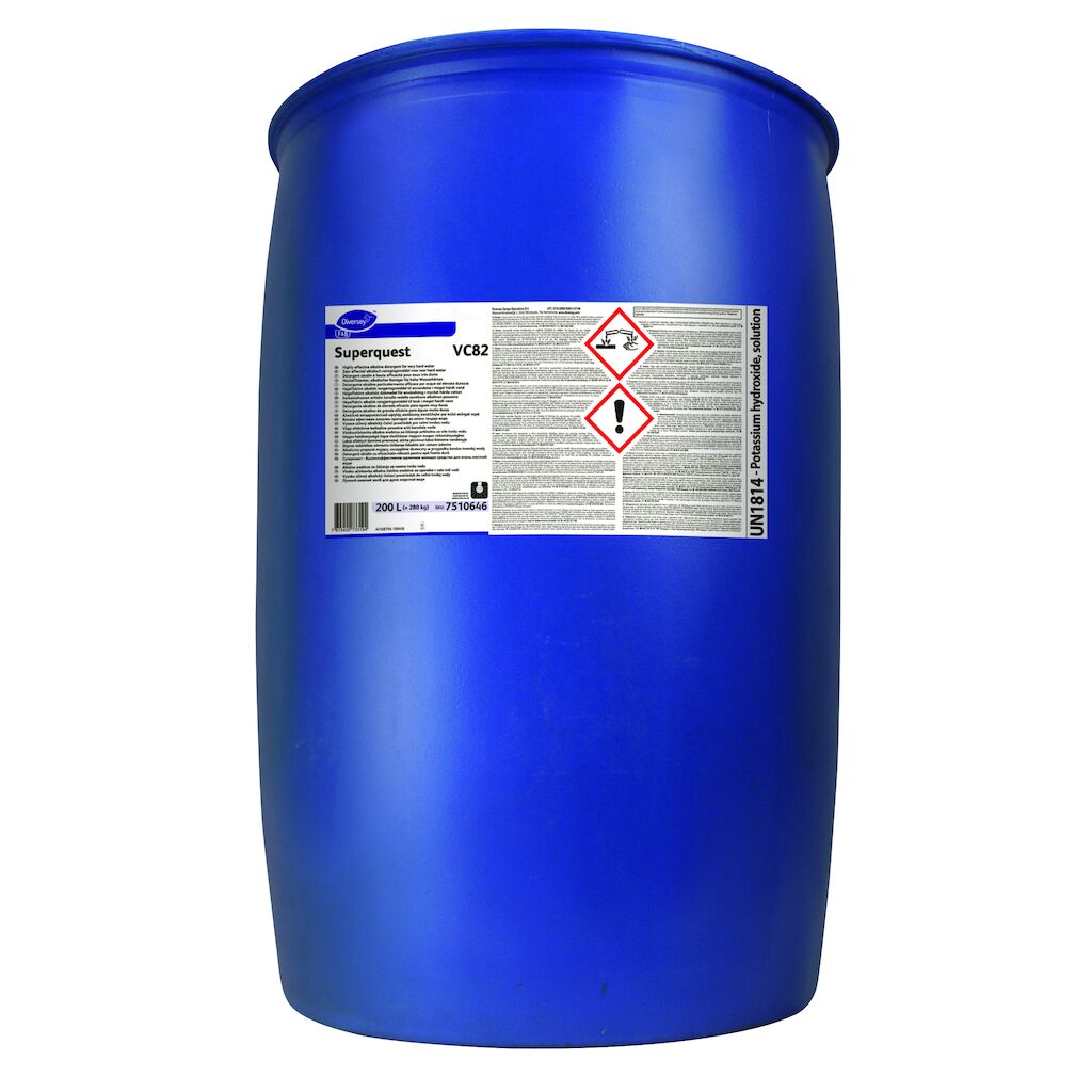 Superquest VC82 200L - Högeffektivt alkaliskt rengöringsmedel för användning i mycket hårda vatten