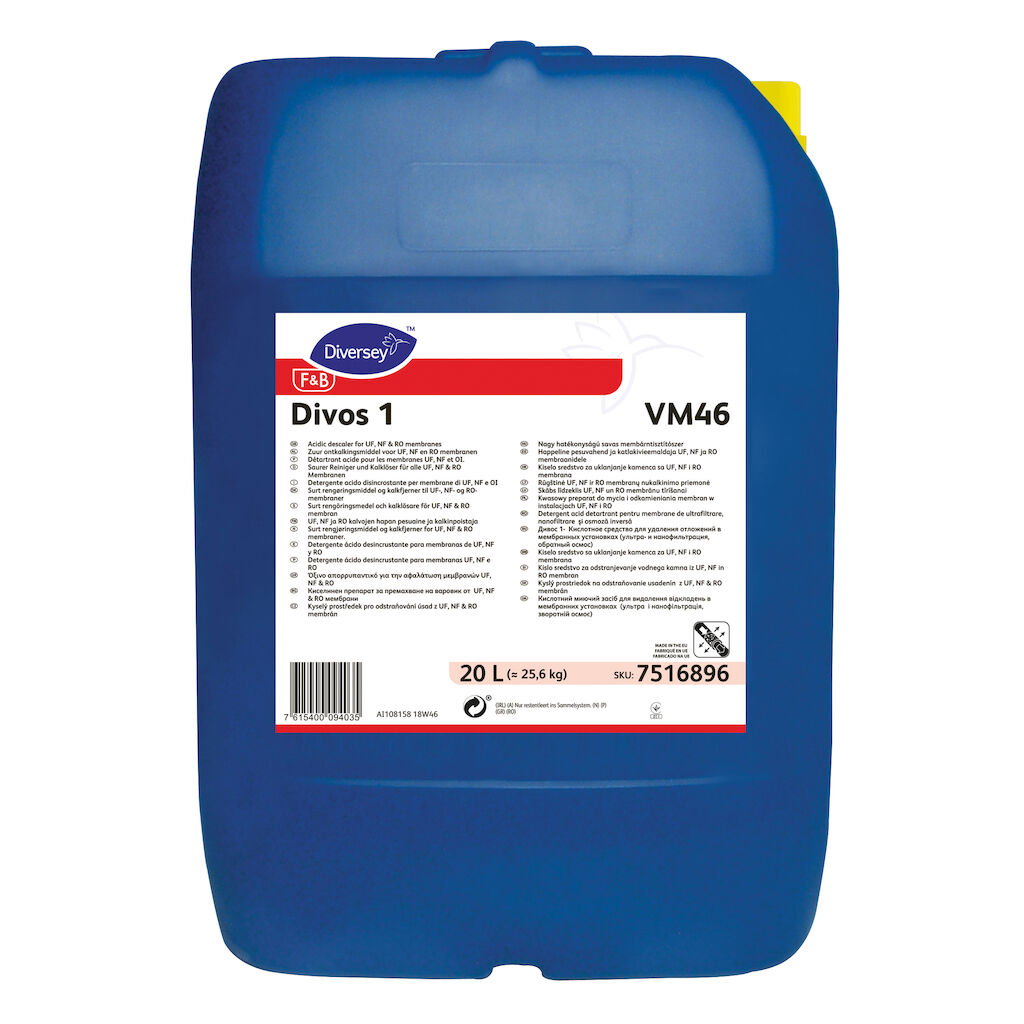 Divos 1 VM46 20L - Surt rengöringsmedel och kalklösare för UF, NF & RO membran