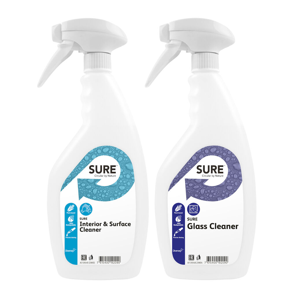 Sprayflaskor för SURE Glass Cleaner & SURE Interior & Surface Cleaner 6st - 750 ml
