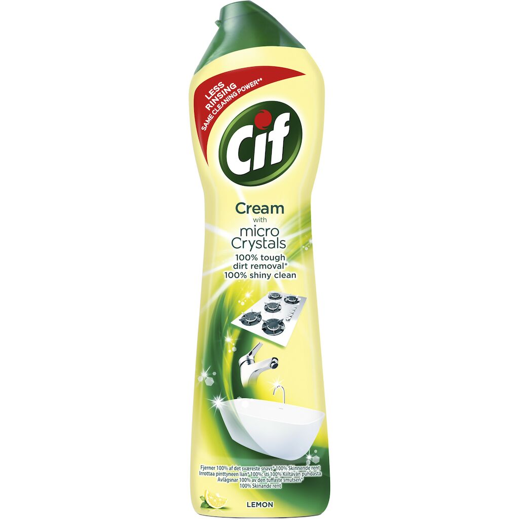 Cif Cream Lemon 8x0.5L - Flytande skurmedel för rengöring av emalj, kakel, porslin och rostfritt