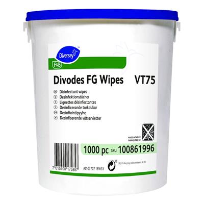 Divodes FG Wipes VT75 1000st - Snabbverkande alkoholbaserat desinfektionsmedel för öppen desinfektion