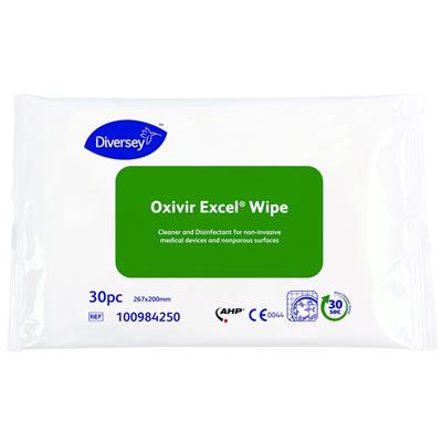 Oxivir Excel Wipe 12x30st - 20 x 27 cm - Bredspektriga desinfektions- och rengöringsdukar även avsedda för medicinska instrument