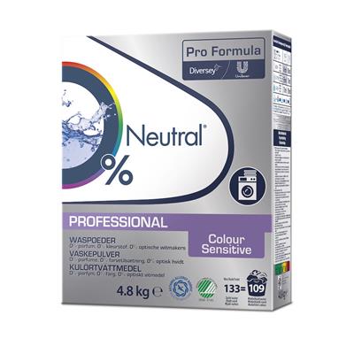 Neutral Pro Formula Colour Sensitive 3x4.8kg - Professionellt pulvertvättmedel för kulörtvätt utan parfym för känslig hud