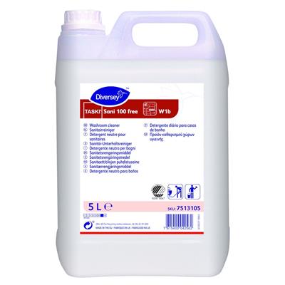 TASKI Sani 100 free W1b 2x5L - Alkalisk sanitetsrengöringsmedel för daglig rengöring